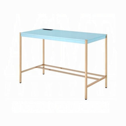 Lunar Elegant Multi-Purpose Desk w/USB Port - Aqua/Gold