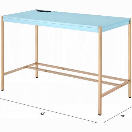 Lunar Elegant Multi-Purpose Desk w/USB Port - Aqua/Gold