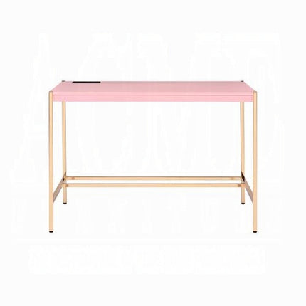 Lunar Elegant Multi-Purpose Desk w/USB Port - Pink/Gold