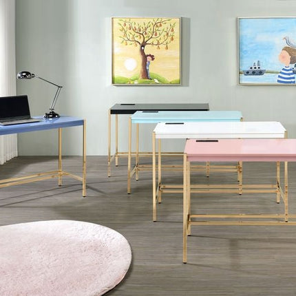 Lunar Elegant Multi-Purpose Desk w/USB Port - Pink/Gold