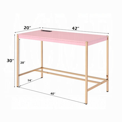 Lunar Elegant Multi-Purpose Desk w/USB Port - Pink/Gold