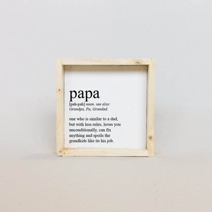 Papa Definition Wood Sign– Grandfather Gift Wall Art