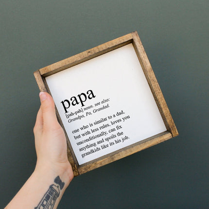 Papa Definition Wood Sign– Grandfather Gift Wall Art