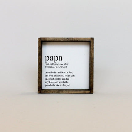 Papa Definition Wood Sign– Grandfather Gift Wall Art