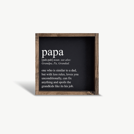 Papa Definition Wood Sign– Grandfather Gift Wall Art