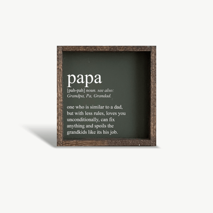 Papa Definition Wood Sign– Grandfather Gift Wall Art