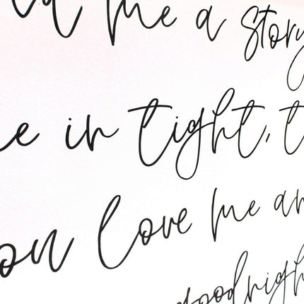 Read Me A Story, Tuck Me In Tight, Tell Me You Love Me & Kiss Me Goodnight Wood Sign