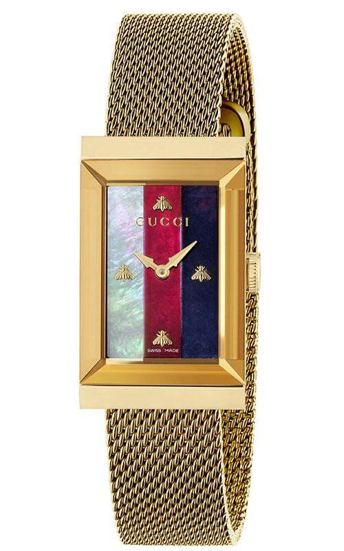 GUCCI G-Frame PVD Gold Rectangular Watch YA147410