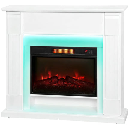 Aubrey 41" Electric Fireplace with Mantel and Adjustable 3D Flame Effect -White