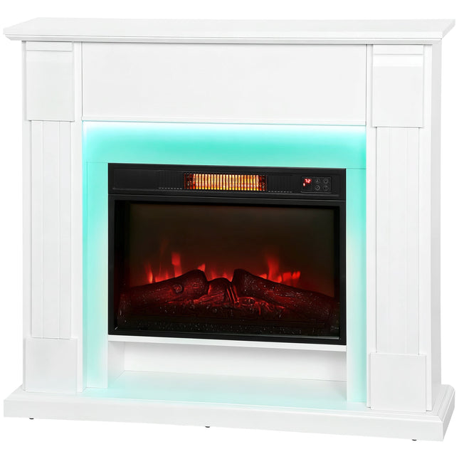Aubrey 41" Electric Fireplace with Mantel and Adjustable 3D Flame Effect -White