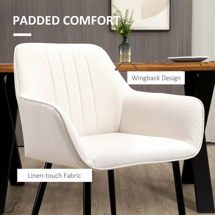 Robbie Modern Dining Chairs Set of 2 with Armrest-Beige