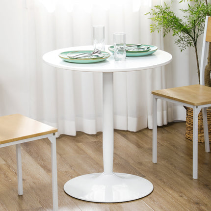 Jan Modern Round Dining Table with Steel Base for Small Spaces-White