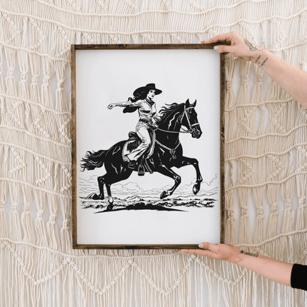 Vintage Cowgirl Wood Sign