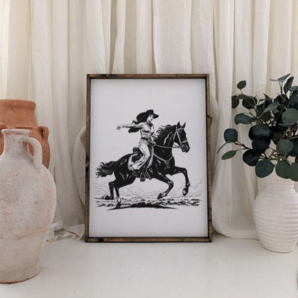 Vintage Cowgirl Wood Sign