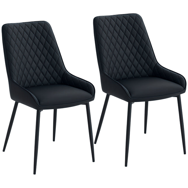 Blake Modern Dining Chairs with Diamond Tufting and Steel Legs Set of 2-Black