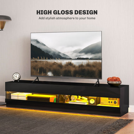 Hart Lighted TV Stand for TVs up to 75"-High Gloss Black