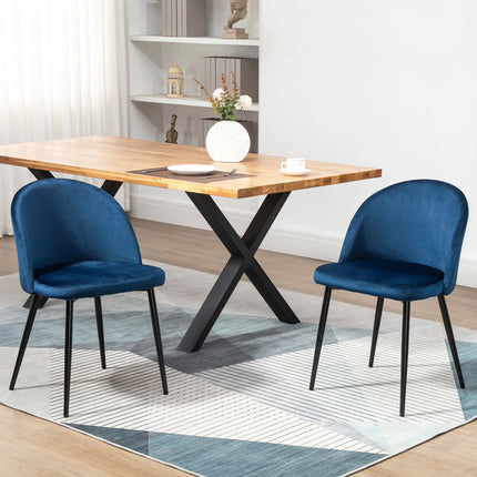 Dylan Set of 2 Mid-Back Dining Chairs-Dark Blue